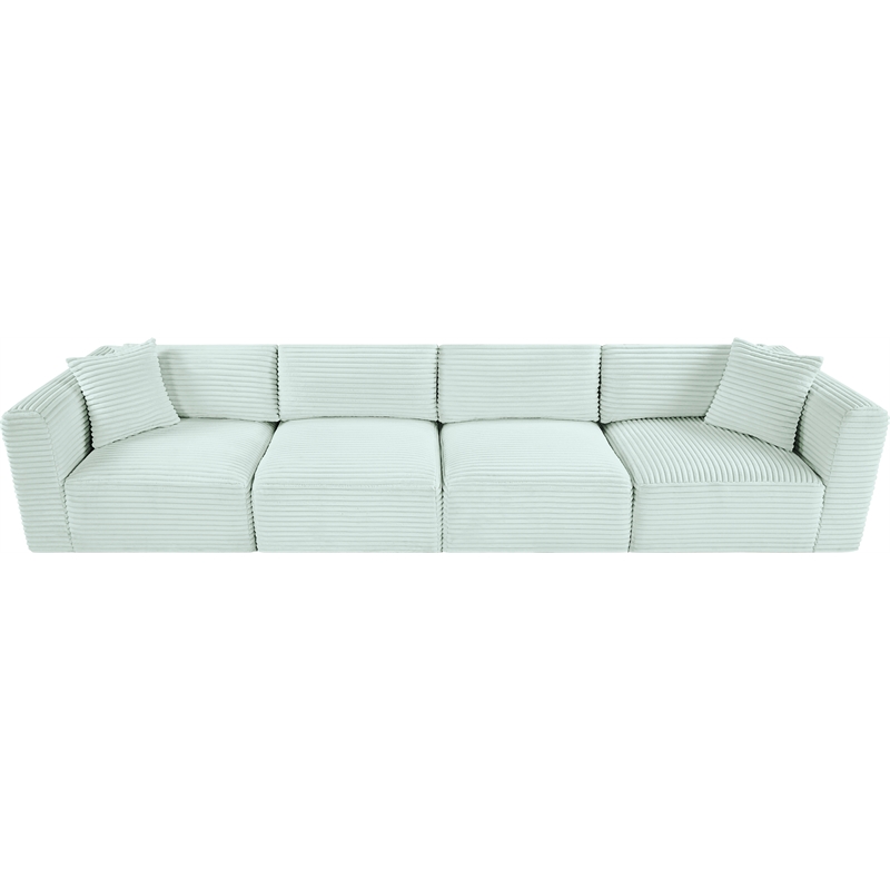 Meridian Furniture 4-Piece Mint Corduroy Performance Fabric Modular Sofa