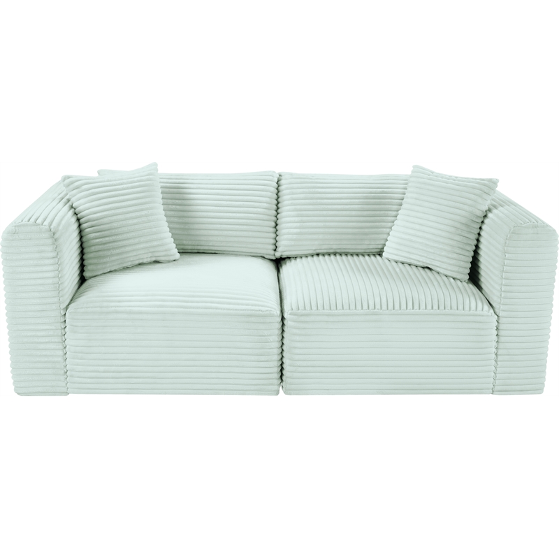 Meridian Furniture 2-Piece Mint Corduroy Performance Fabric Modular Sofa