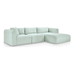 Meridian Furniture 3-Piece Mint Corduroy Performance Fabric Modular Sectional