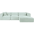Meridian Furniture 3-Piece Mint Corduroy Performance Fabric Modular Sectional