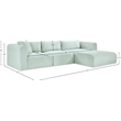 Meridian Furniture 3-Piece Mint Corduroy Performance Fabric Modular Sectional