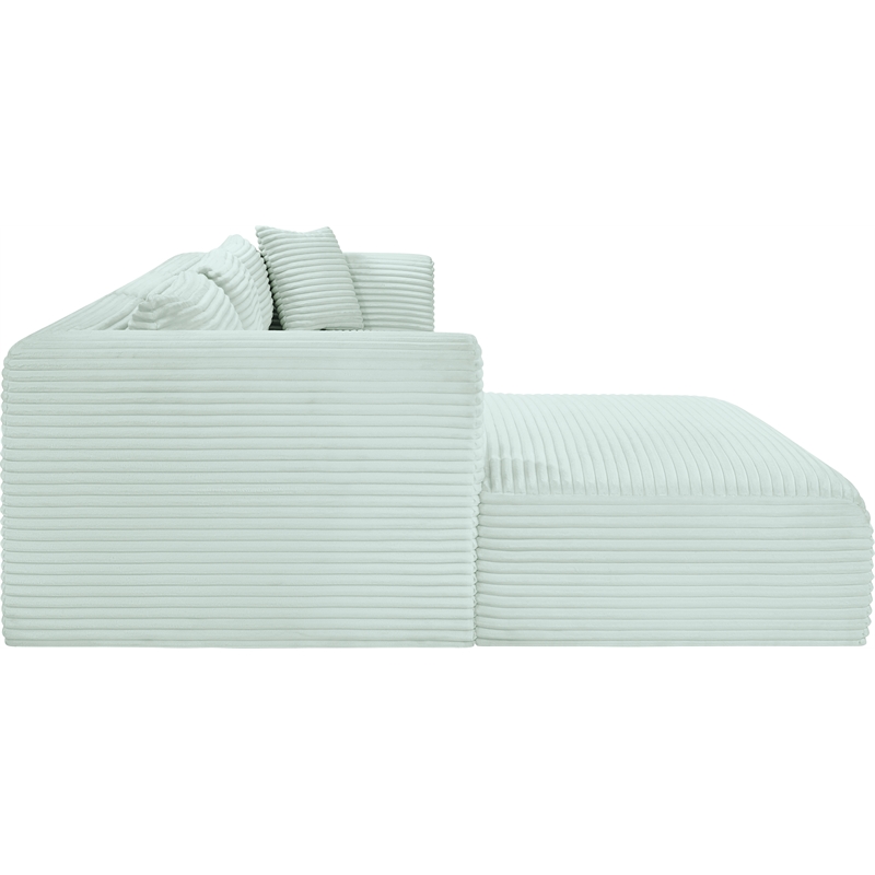 Meridian Furniture 3-Piece Mint Corduroy Performance Fabric Modular Sectional