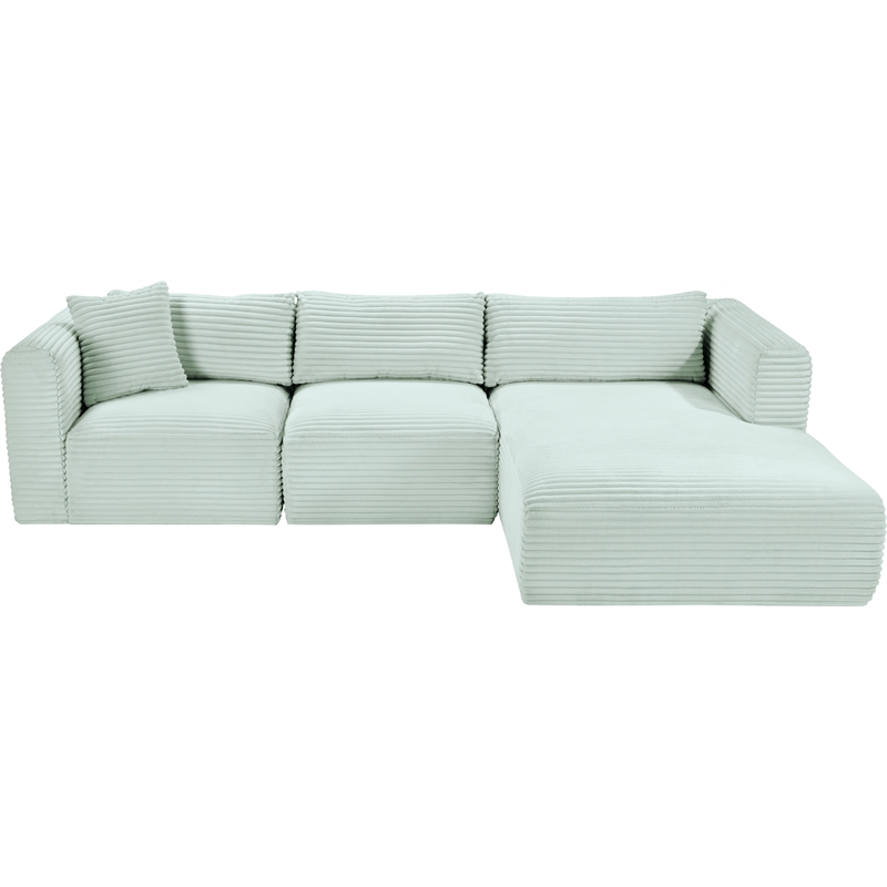 Meridian Furniture 3-Piece Mint Corduroy Performance Fabric Modular Sectional