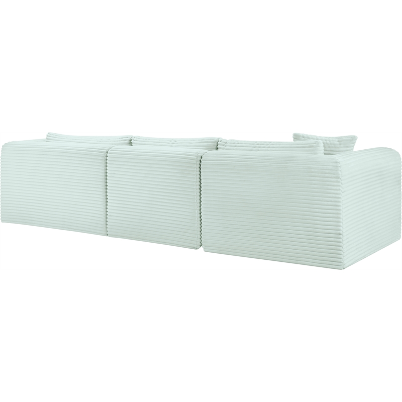Meridian Furniture 3-Piece Mint Corduroy Performance Fabric Modular Sectional