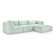 Meridian Furniture 3-Piece Mint Corduroy Performance Fabric Modular Sectional