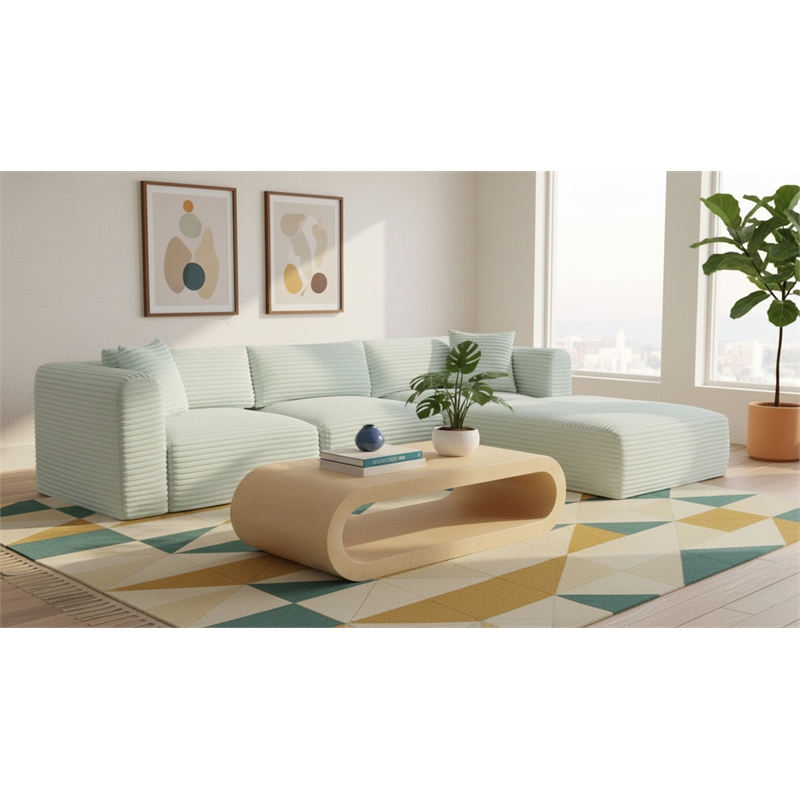 Meridian Furniture 4-Piece Mint Corduroy Performance Fabric Modular Sectional