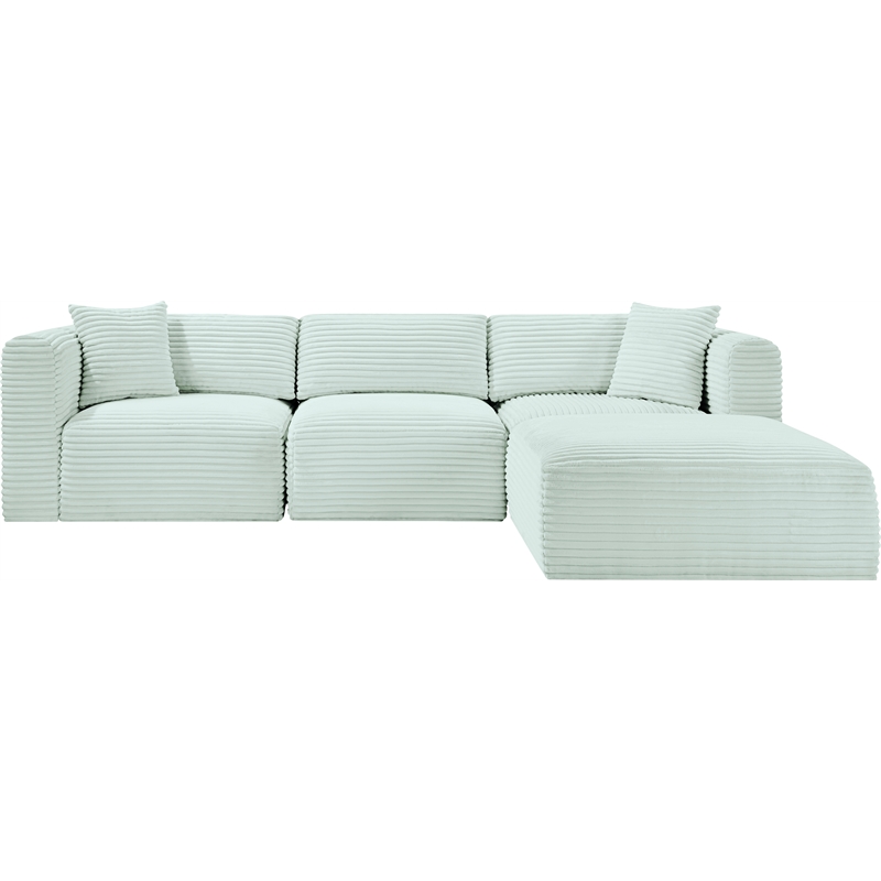 Meridian Furniture 4-Piece Mint Corduroy Performance Fabric Modular Sectional