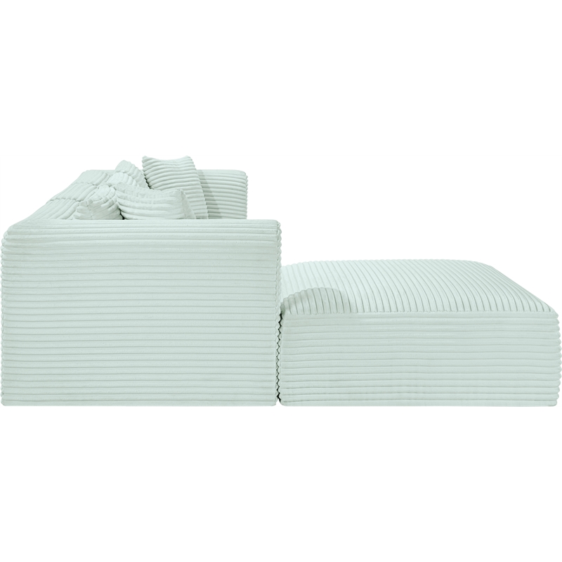 Meridian Furniture 4-Piece Mint Corduroy Performance Fabric Modular Sectional