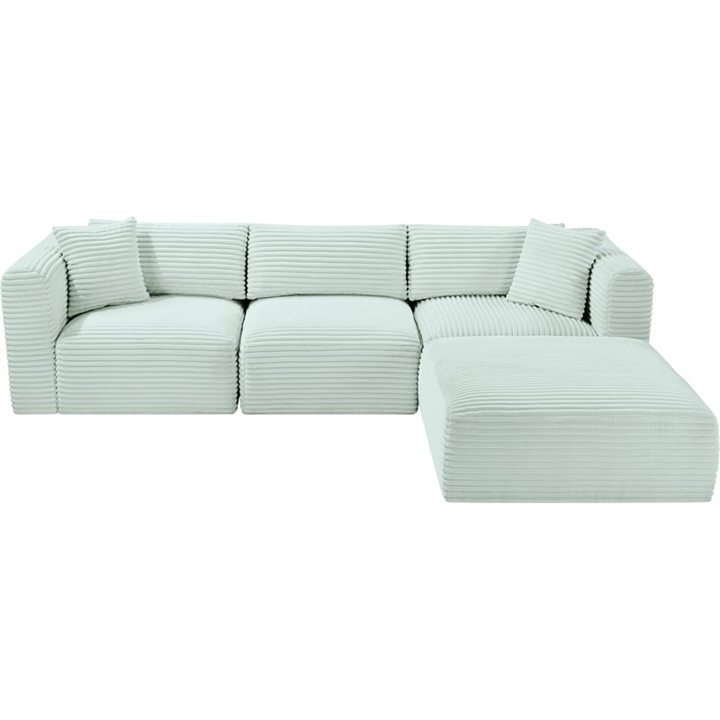 Meridian Furniture 4-Piece Mint Corduroy Performance Fabric Modular Sectional