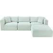 Meridian Furniture 4-Piece Mint Corduroy Performance Fabric Modular Sectional