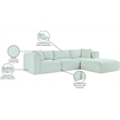 Meridian Furniture 4-Piece Mint Corduroy Performance Fabric Modular Sectional