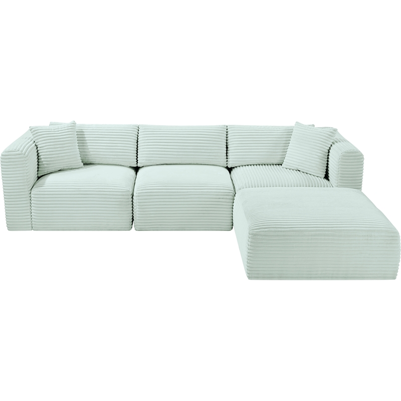 Meridian Furniture 4-Piece Mint Corduroy Performance Fabric Modular Sectional