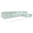Meridian Furniture 4-Piece Mint Corduroy Performance Fabric Modular Sectional
