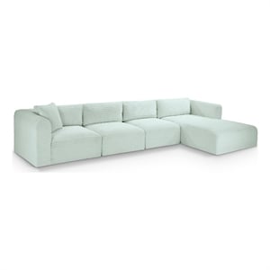 Meridian Furniture 4-Piece Mint Corduroy Performance Fabric Modular Sectional