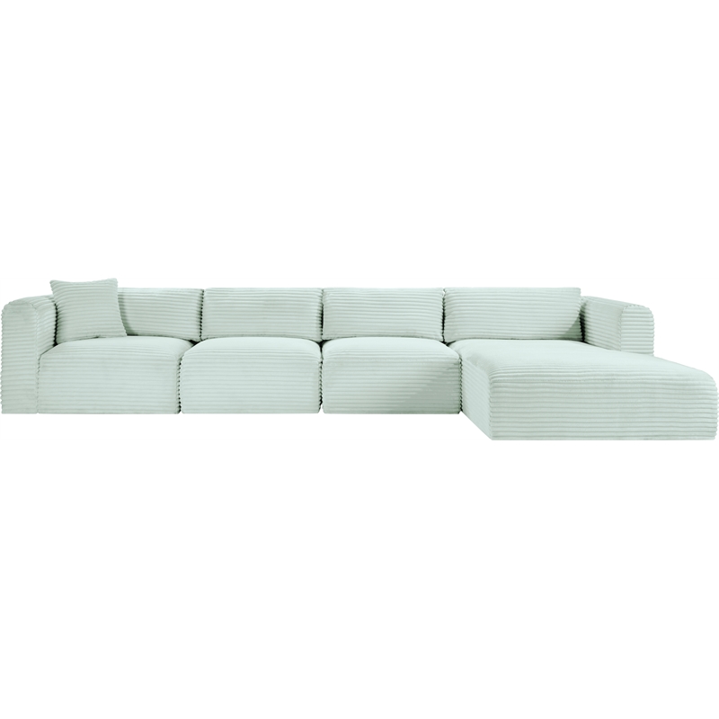 Meridian Furniture 4-Piece Mint Corduroy Performance Fabric Modular Sectional