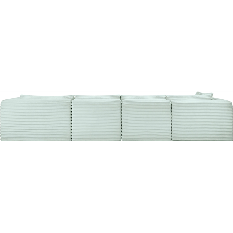 Meridian Furniture 4-Piece Mint Corduroy Performance Fabric Modular Sectional