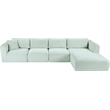 Meridian Furniture 4-Piece Mint Corduroy Performance Fabric Modular Sectional