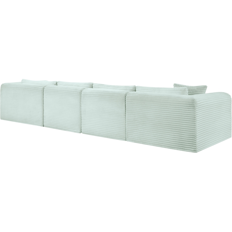 Meridian Furniture 4-Piece Mint Corduroy Performance Fabric Modular Sectional