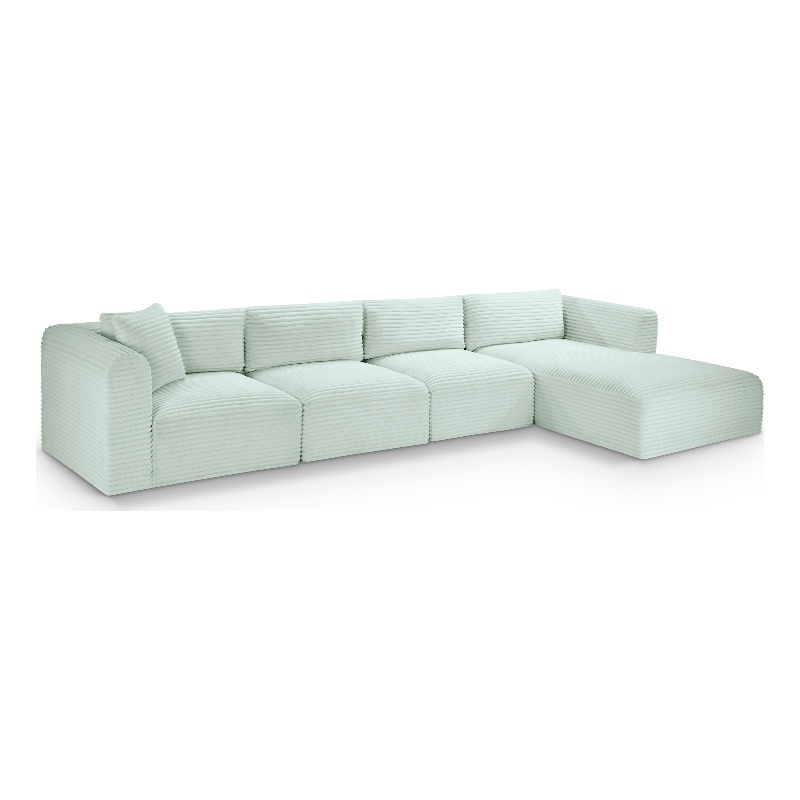Meridian Furniture 4-Piece Mint Corduroy Performance Fabric Modular Sectional