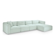 Meridian Furniture 4-Piece Mint Corduroy Performance Fabric Modular Sectional