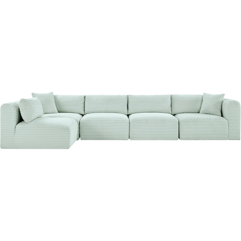 Meridian Furniture 5-Piece Mint Corduroy Performance Fabric Modular Sectional
