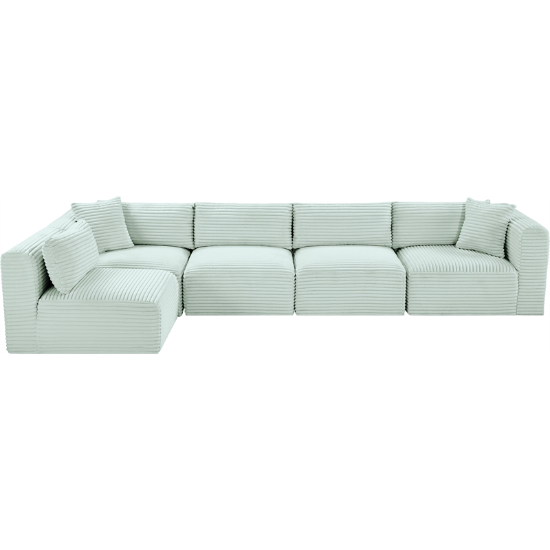 Meridian Furniture 5-Piece Mint Corduroy Performance Fabric Modular Sectional