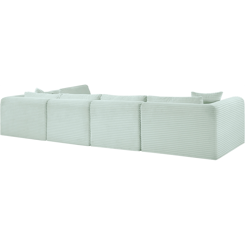 Meridian Furniture 5-Piece Mint Corduroy Performance Fabric Modular Sectional