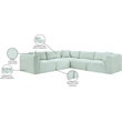 Meridian Furniture 5-Piece Mint Corduroy Performance Fabric Modular Sectional