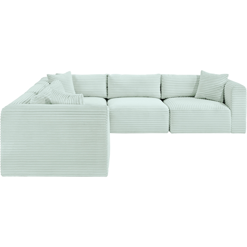Meridian Furniture 5-Piece Mint Corduroy Performance Fabric Modular Sectional