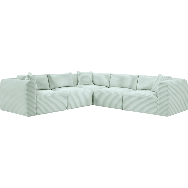 Meridian Furniture 5-Piece Mint Corduroy Performance Fabric Modular Sectional