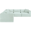 Meridian Furniture 5-Piece Mint Corduroy Performance Fabric Modular Sectional