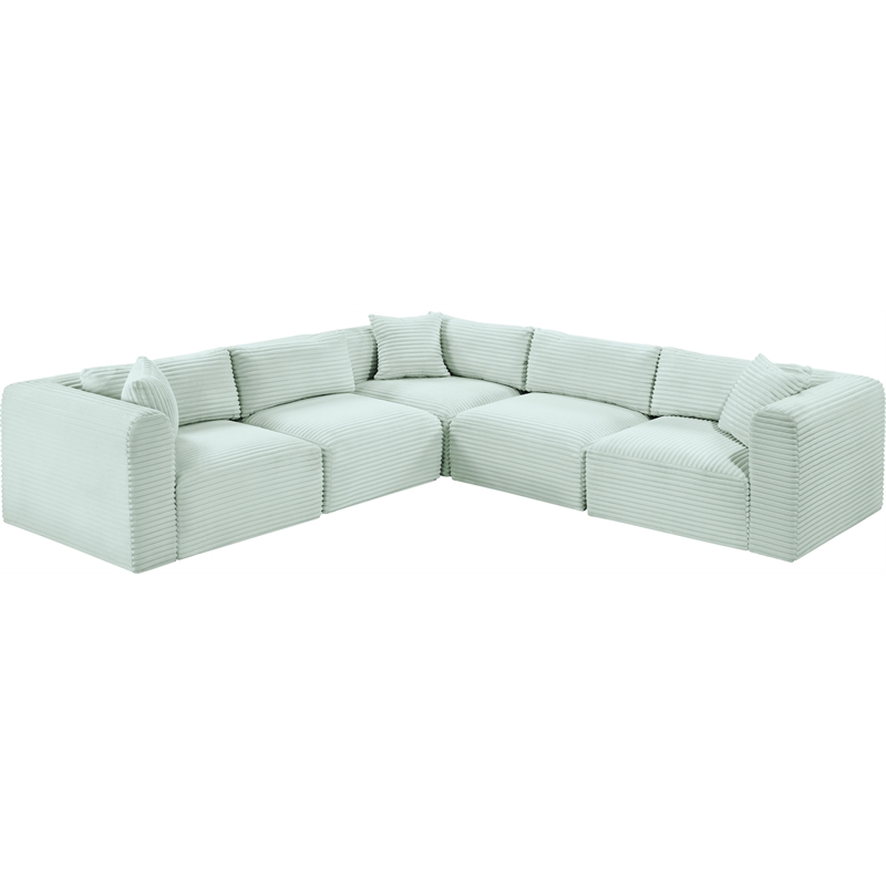 Meridian Furniture 5-Piece Mint Corduroy Performance Fabric Modular Sectional