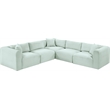 Meridian Furniture 5-Piece Mint Corduroy Performance Fabric Modular Sectional