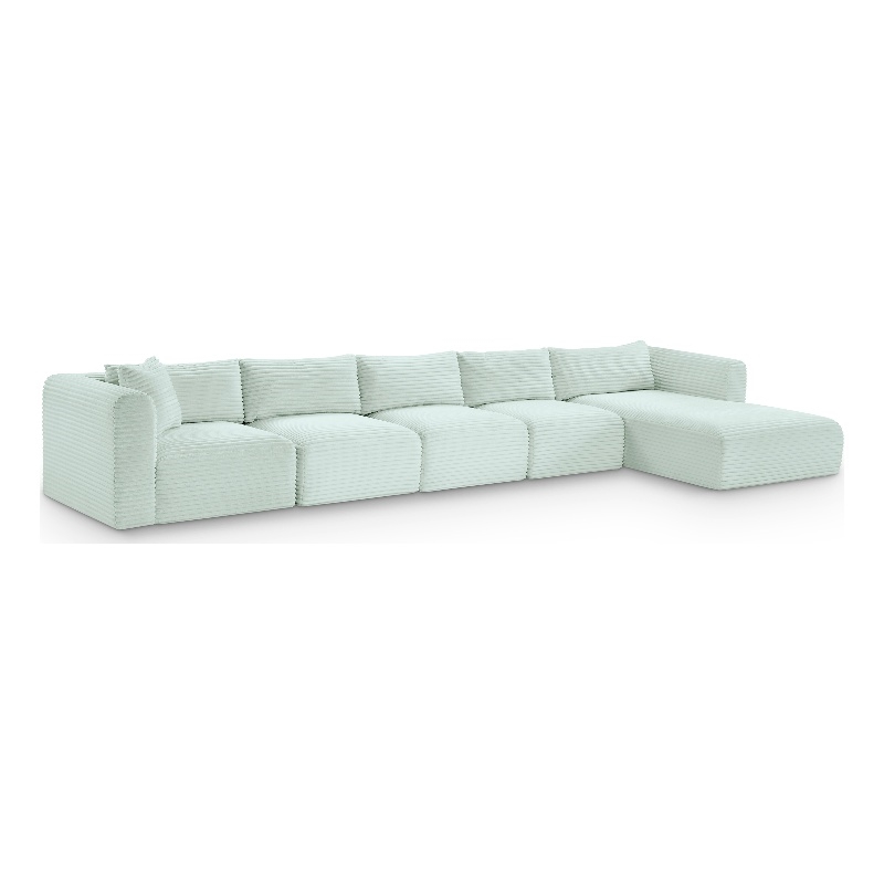 Meridian Furniture 5-Piece Mint Corduroy Performance Fabric Modular Sectional