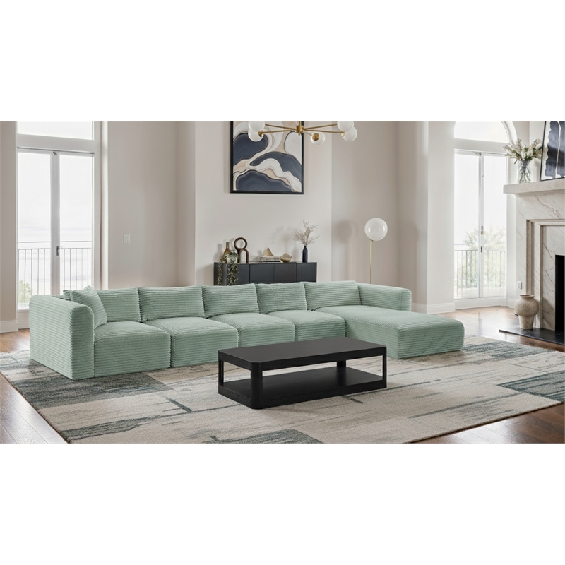 Meridian Furniture 5-Piece Mint Corduroy Performance Fabric Modular Sectional