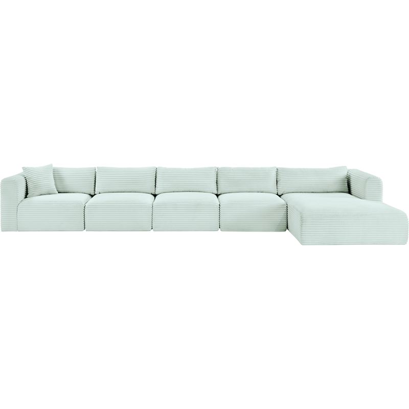 Meridian Furniture 5-Piece Mint Corduroy Performance Fabric Modular Sectional