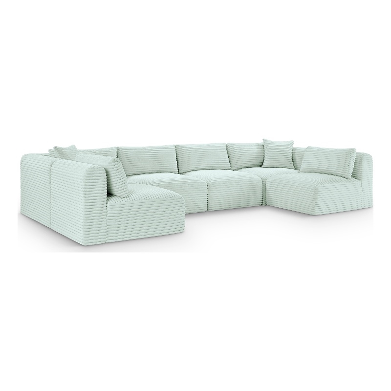 Meridian Furniture 6-Piece Mint Corduroy Performance Fabric Modular Sectional