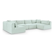 Meridian Furniture 6-Piece Mint Corduroy Performance Fabric Modular Sectional