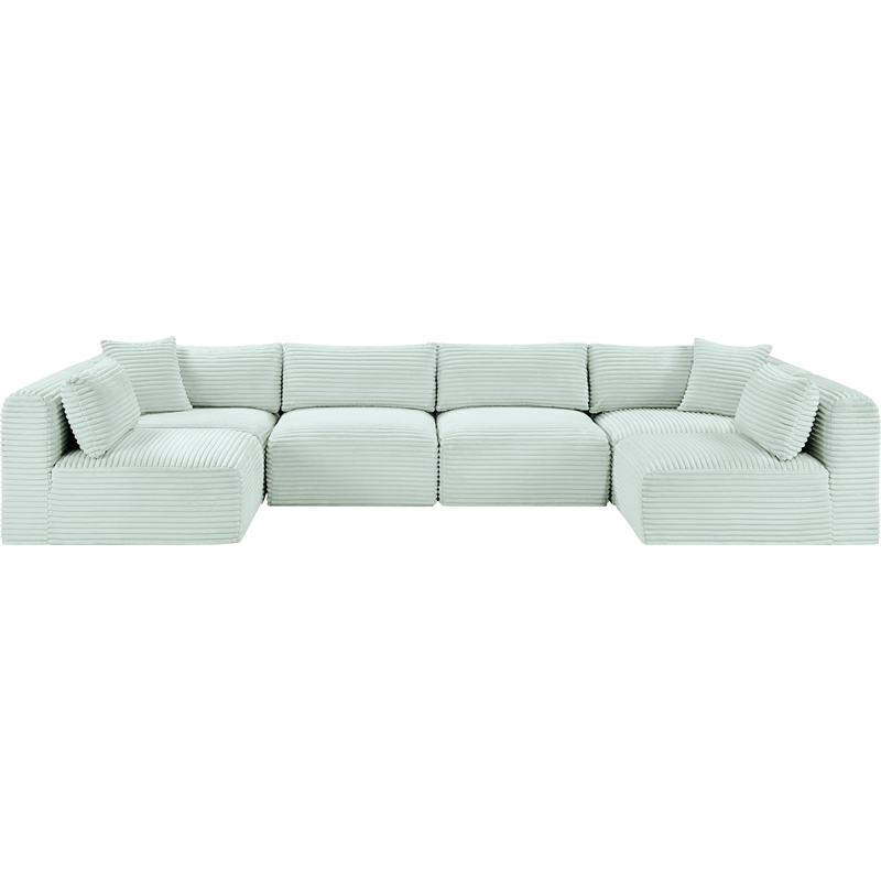 Meridian Furniture 6-Piece Mint Corduroy Performance Fabric Modular Sectional