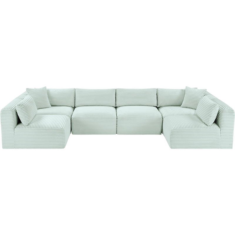 Meridian Furniture 6-Piece Mint Corduroy Performance Fabric Modular Sectional