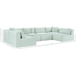 Meridian Furniture 6-Piece Mint Corduroy Performance Fabric Modular Sectional
