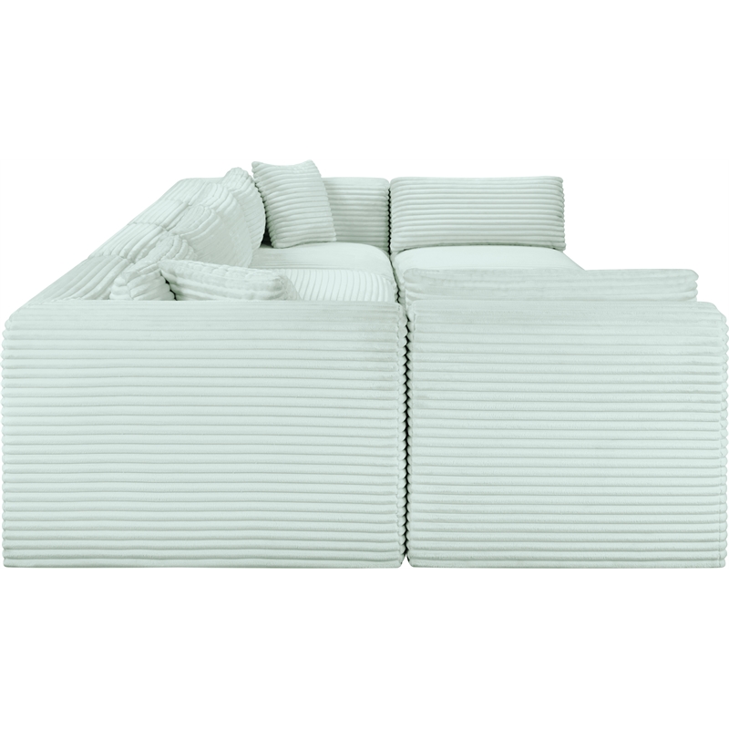 Meridian Furniture 6-Piece Mint Corduroy Performance Fabric Modular Sectional