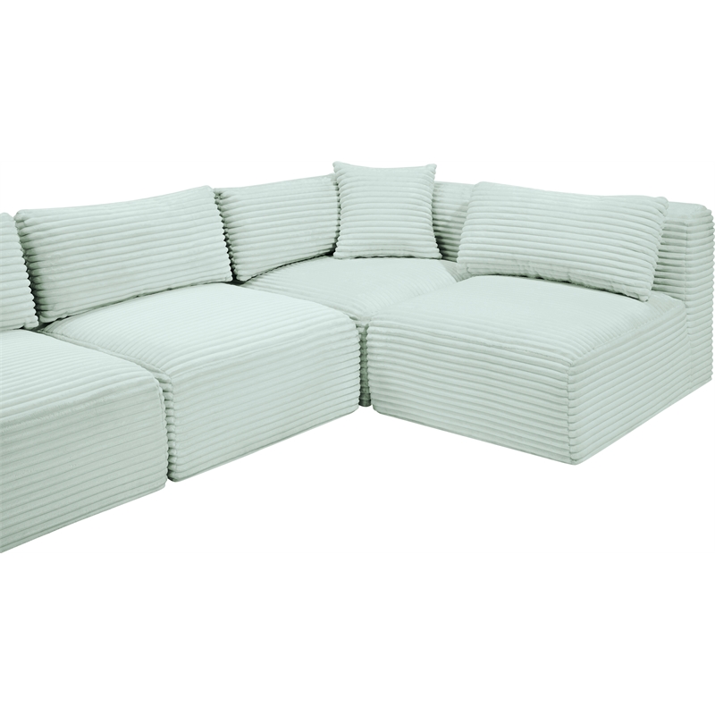 Meridian Furniture 6-Piece Mint Corduroy Performance Fabric Modular Sectional