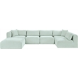 Meridian Furniture 6-Piece Mint Corduroy Performance Fabric Modular Sectional