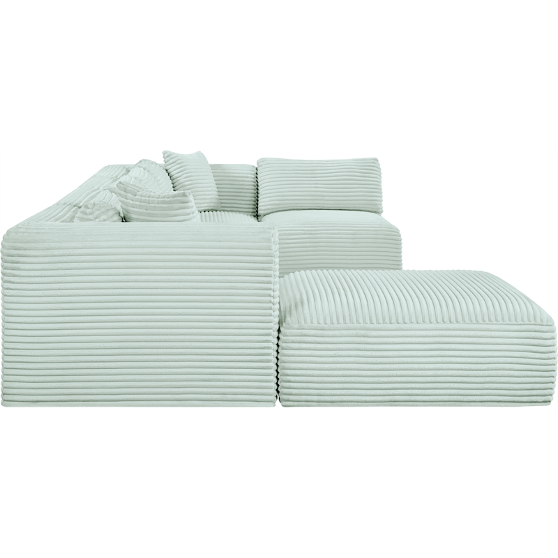 Meridian Furniture 6-Piece Mint Corduroy Performance Fabric Modular Sectional