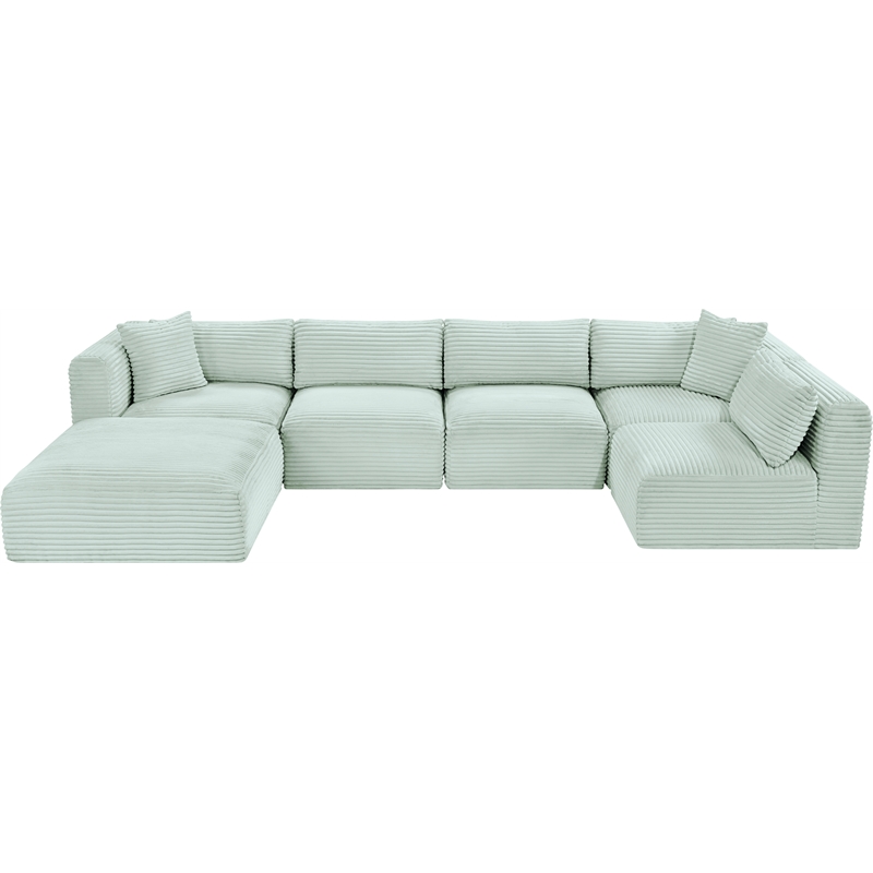 Meridian Furniture 6-Piece Mint Corduroy Performance Fabric Modular Sectional