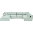 Meridian Furniture 6-Piece Mint Corduroy Performance Fabric Modular Sectional