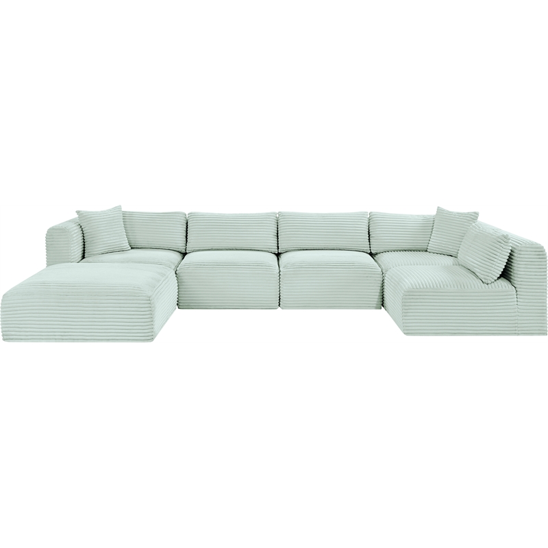 Meridian Furniture 6-Piece Mint Corduroy Performance Fabric Modular Sectional