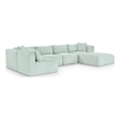 Meridian Furniture 6-Piece Mint Corduroy Performance Fabric Modular Sectional