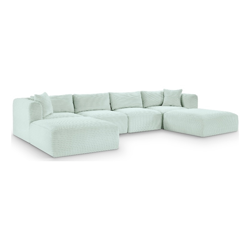 Meridian Furniture 6-Piece Mint Corduroy Performance Fabric Modular Sectional